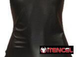 Vestido mini sexy de látex para mujer – sin mangas, con cuello en V, espalda descubierta,