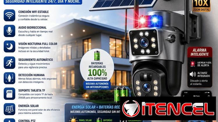 Cámara solar vigilancia exterior 8Mpx/ 2 cámaras