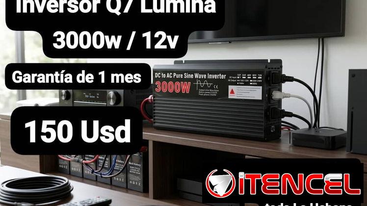 Inversor de Corriente DC a AC / 12v a 120v, 3000w Q7 – Lumina, Garantía de 1 mes, Entrega por un mínimo costo adicional