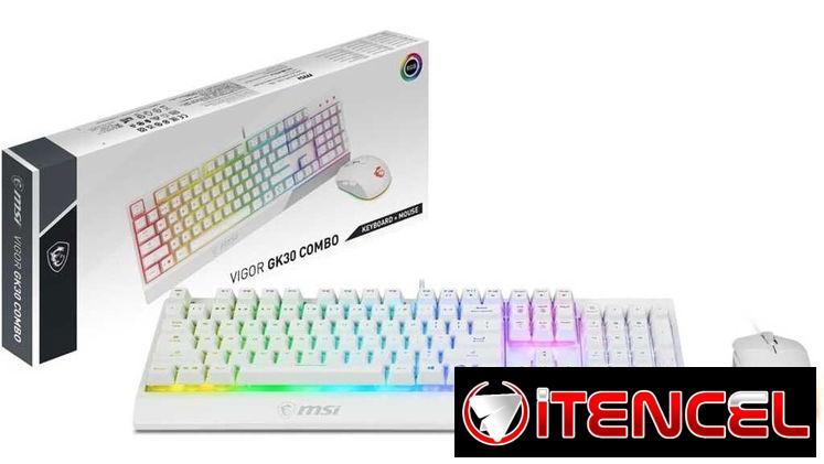 🎮 Teclado MSI Vigor GK30 Combo White 🎮 Full🔹RGB🔹6 lighting areas🔹7 lighting effects🔹Water Repellent 📦0km