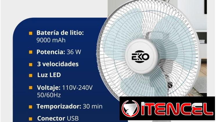 Ventilador Recargable de Mesa, $55 usd ❗  . Envío Gratis . Luz Led . Puerto USB . Duración de la Batería en Max. 8 horas
