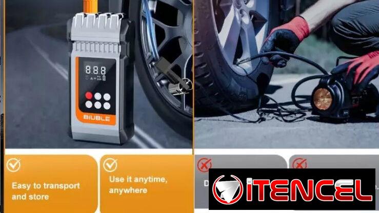 Arrancador portátil BÍUBLE-Compresor de aire integrado, luz de emergencia y power bank-Nuevo