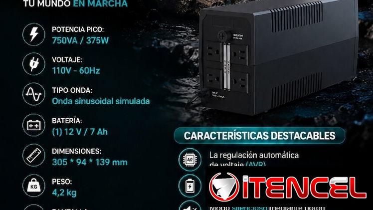 ⚡UPS⚡️MARSRIVA 750VA-375W CON BATERÍA 12V 7A. MENSAJERIA CON FACTURA Y GRANATÍA. TL 54833699