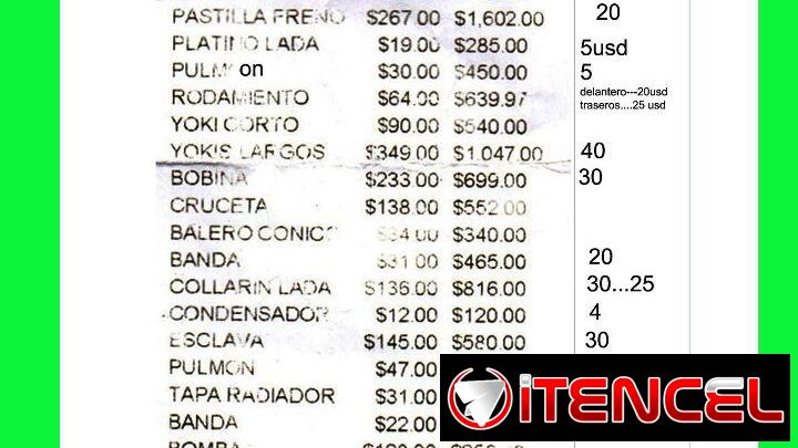 Vendo piezas nuevas de ladas