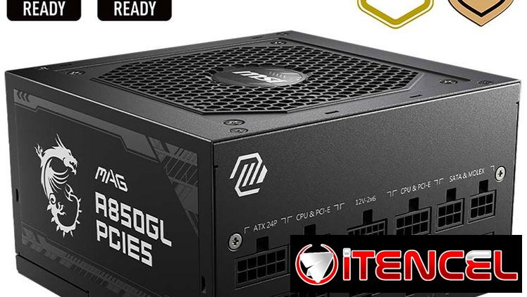 Fuente marca MSI modelo MAG A850GL PCIE5 (850W/70.5A) 80+ Oro, Full Modular NUEVA en su caja