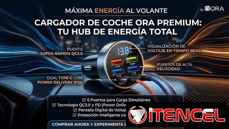 Cargador de coche (auto /  carro / vehículo) USB Rápido con múltiples puertos    ✅️6 Puertos Carga Rápida para cargar