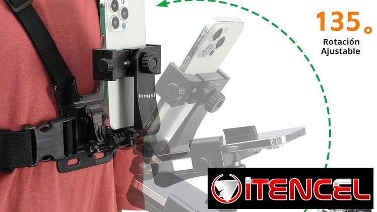 – Soporte para teléfono en el pecho con correa de arnés para Iphone y Android.