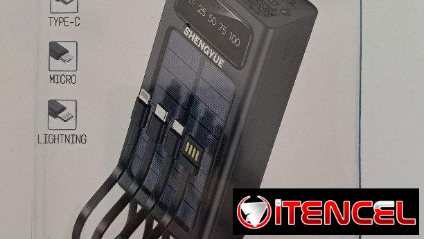 Cargador Portátil (Power Bank) 36000 mAh con Panel Solar y linterna Incluido