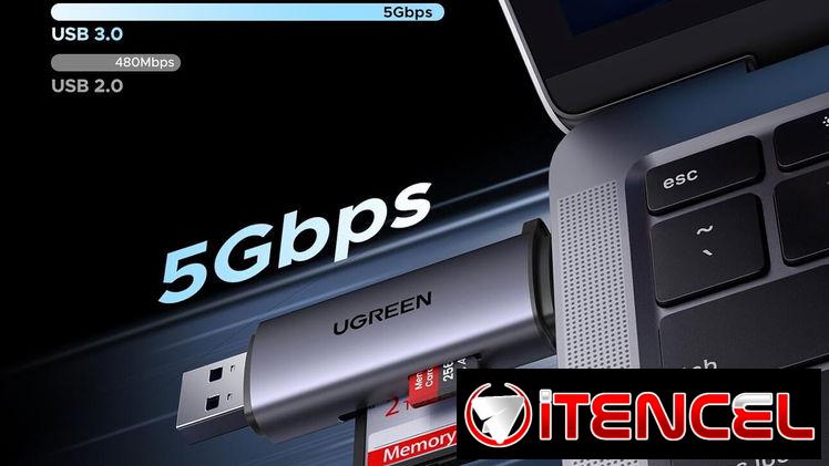 💾⚡ LECTOR TARJETAS SD UGREEN USB-C/USB 3.0 2 EN 1 🔥 ALTA VELOCIDAD 5Gbps IPHONE PC 💥 Envío + Garantía