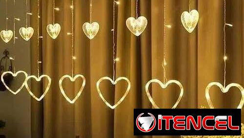 luces led con adornos de corazón  8 modos de iluminación  (Funcionan conectadas directamente a la corriente) en 5500cup