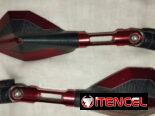 Rizoma 5 puntas rojo y negro bastón corto cristal azulado d uso impecables sin detalles