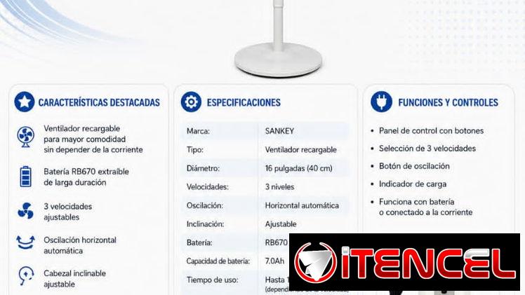 VENTILADOR RECARGABLE SANKEY