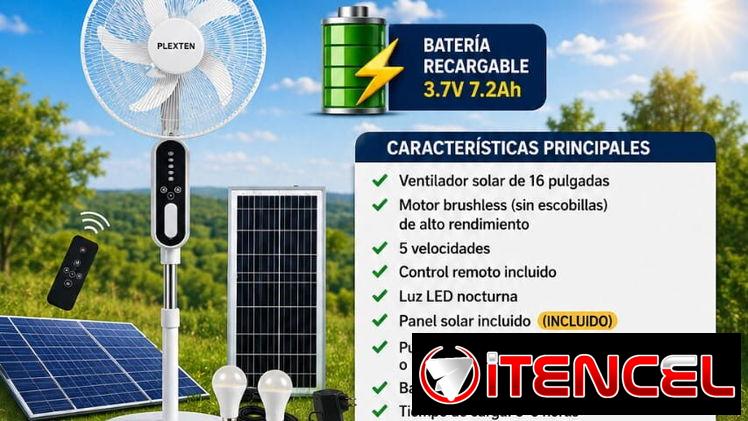 Ventilador recargable de pedestal Plexten