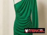 Vestido Corto Asimétrico Drapeado – Elegancia en Verde Esmeralda Talla M 25