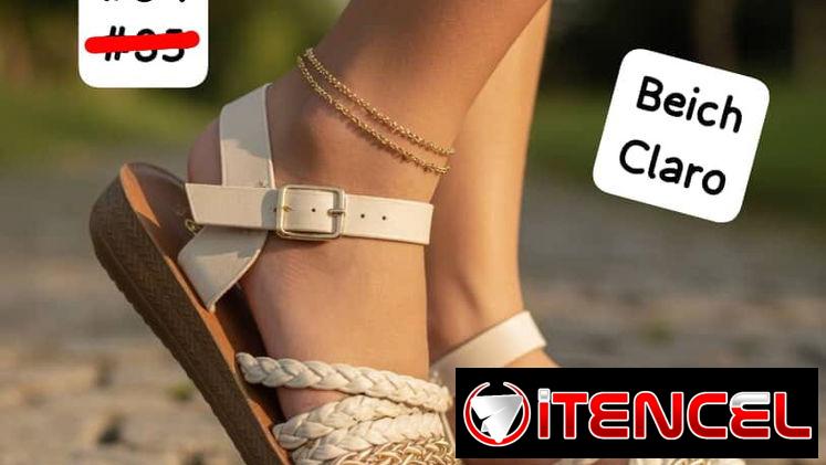 SANDALIAS DE NIÑA MODELO BEICH CLARO TRENZAS CRUZADAS CON BRILLITOS