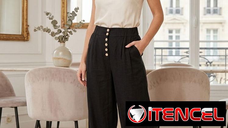 Pantalón Wide Leg con Botones Frontales – Elegancia y Confort Talla M 20