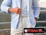 Camisas azul de lino mangas cortas y largas , camisa blanca,  pantalón blanco