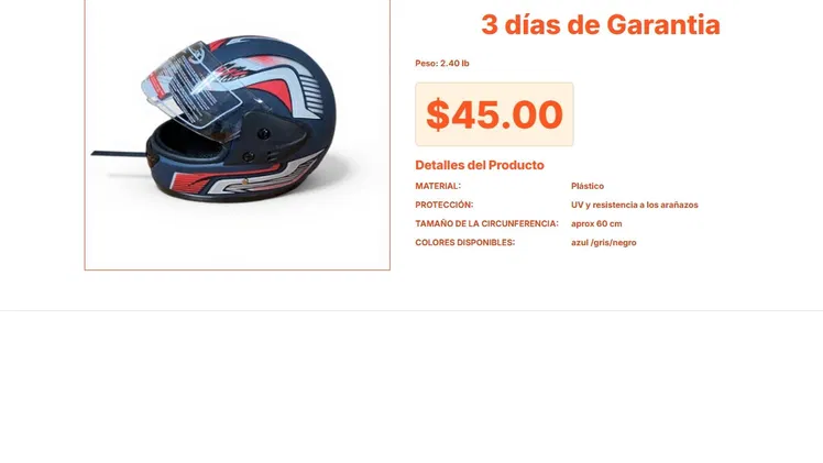 Ajuste perfecto incluye este Casco integral de 45 dólares hoy VPT#-0079
