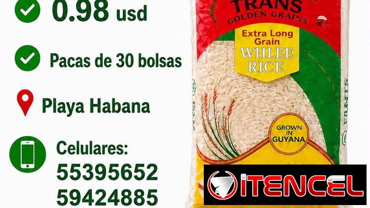Arroz guyanes-Sacos de 22kg-48.5lb y bolsas de 1kg-2.2lb Grano extralargo
