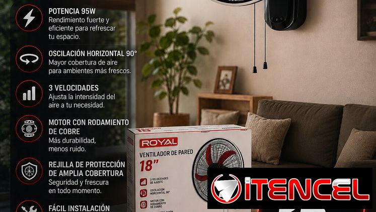 🍃 DE PARED 🍃 VENTILADOR ROYAL DE PARED 90W POTENCIA. MENSAJERÍA CON FACTURA Y GARANTÍA. 📲 54833699
