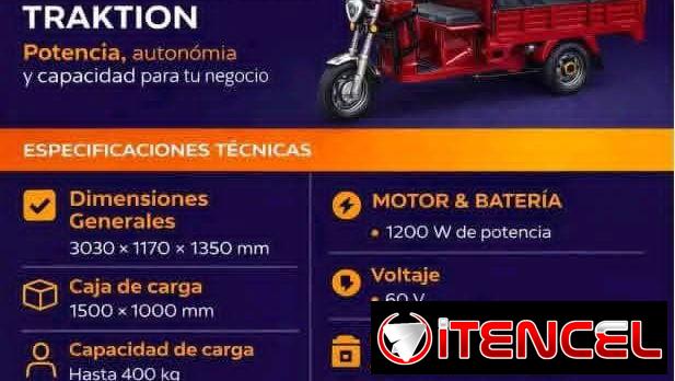 TRICICLO ELÉCTRICO TRAKTION 🛺