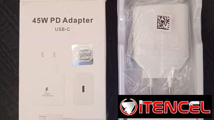 Cargador SAMSUNG de 45W, de carga SUPER RÁPIDA. Espiga redonda. Incluye cable tipo C. NUEVO!!!!!!