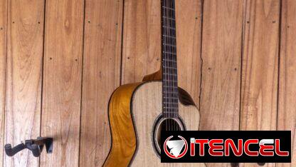Guitarra con forma personalizada: tapa de glelina, fondo y aros de yaca.