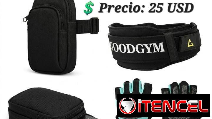Estuche multiuso con correa + Cinturón de entrenamiento para gimnasio + Guantes de entrenamiento con muñequeras