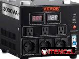 TRANSFORMADOR CONVERTIDOR DE VOLTAJE VEVOR 3000VA 110V 220V STEP UP DOWN AUTOMÁTICO NEGRO