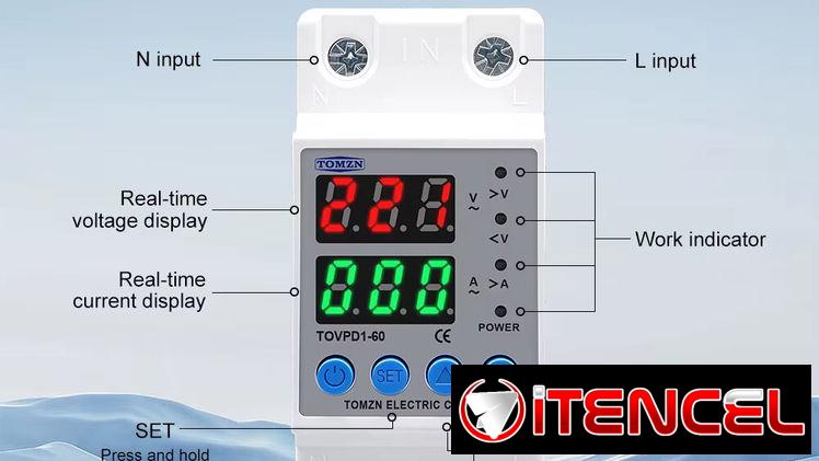 Protector de Voltaje TOMZN CA 110/220v  50/60HZ  63A Ajustable y Digital