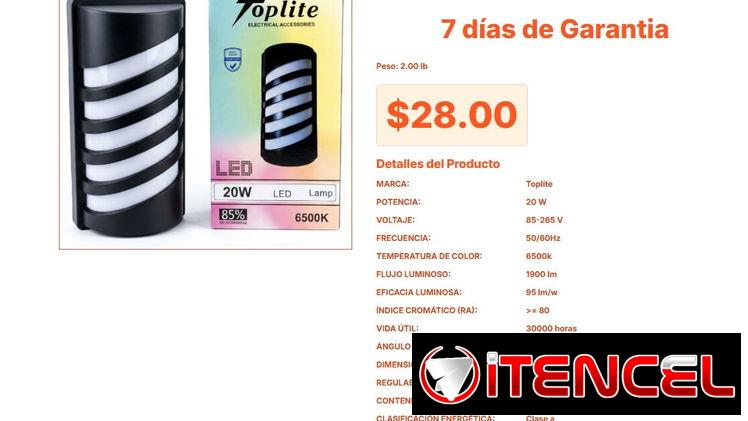 Lámpara de Pared Toplite 20W Pro Real: Índice Cromático Ra80 de Lujo VPT# -0420