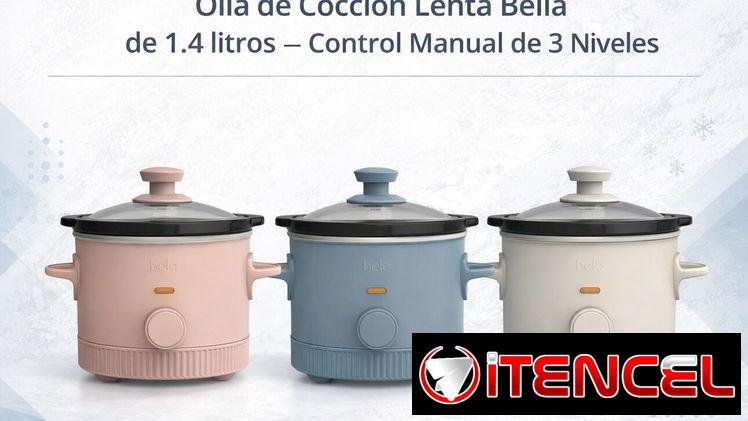 Olla de cocción lenta Bella de 1.4 litros con control manual de 3 niveles, recipiente de cerámica antiadherente