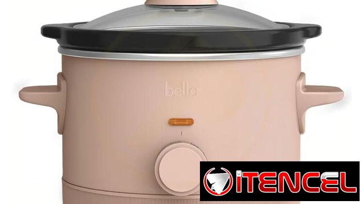 Olla de cocción lenta Bella de 1.4 litros con control manual de 3 niveles, recipiente de cerámica antiadherente