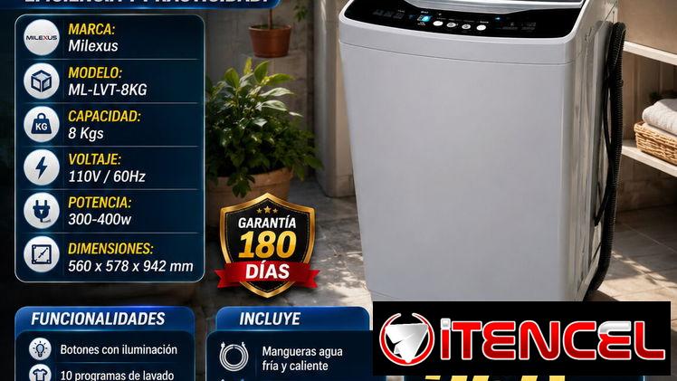 👔 LAVADORA AUTOMATICA 👔 8KG MILEXUS. MENSAJERIA CON FACTURA Y GARANTIA. 📲 54833699