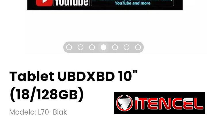 Tablet UBDXBD 10″ (18/128GB). Incluye cable y cargador