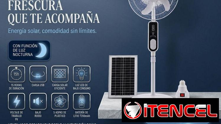 Ventilador Solar Recargable STAVEL 16″ (Modelo LD-8016) ¡Olvídate de los apagones! 💨