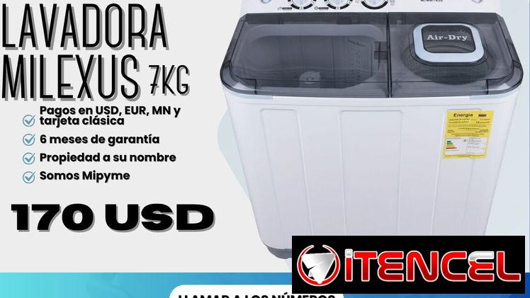 🧼 LAVADORA SEMIAUTOMÁTICA ✅ MILEXUS DE 7 KG 💲170 USD