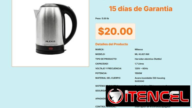 Milexus Hervidor 1.7L Apagado Tras Hervido Automático VPT#-0504