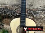 Guitarra con soporte de madera