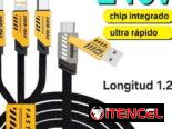 Cable USB, 3 en 1/ longitud 1.2m/ alta velocidad