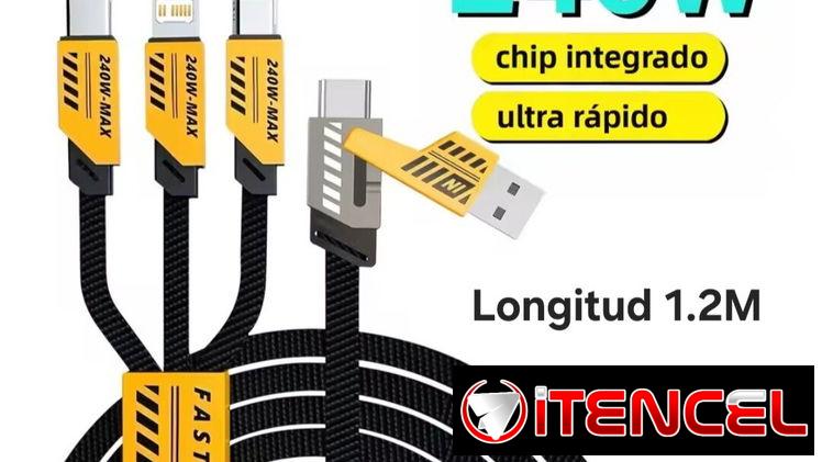Cable USB, 3 en 1/ longitud 1.2m/ alta velocidad