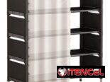 Zapateras de 5 niveles con cortina, negro y blanco