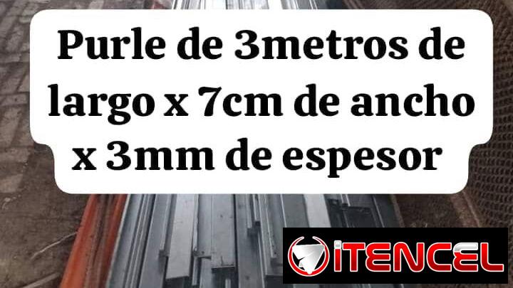 Purles de 3 m de largo x 7 cm de ancho x 3 mm de espesor