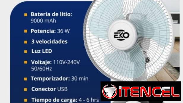 Ventilador recargable marca Eko