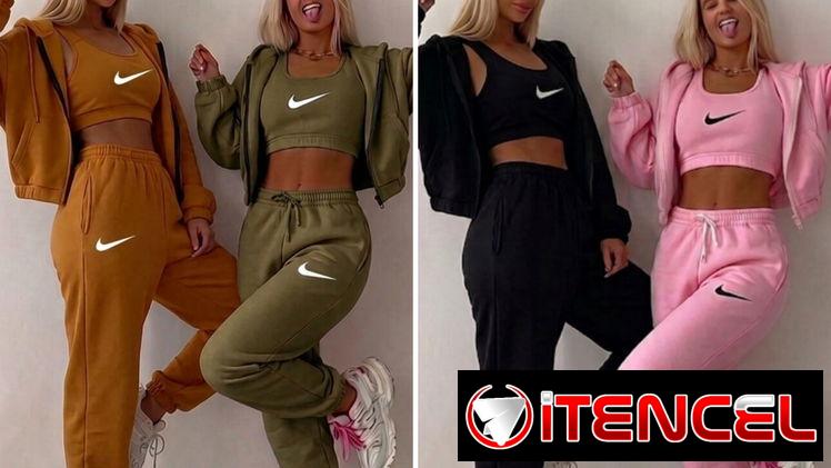 Conjuntos Originales Nike blusa, abrigo con zipper y pantalón con bolsillos