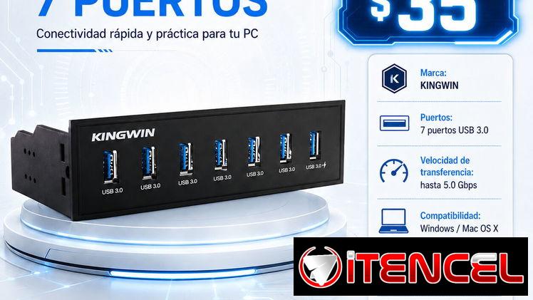 🔌Hub Interno  Panel USB 3.0 KINGWIN – 7 puertos 🔌 Precio 35$