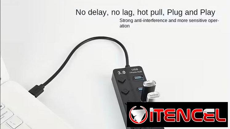🔌 Hub USB 3.0 – 7 Puertos con Interruptores