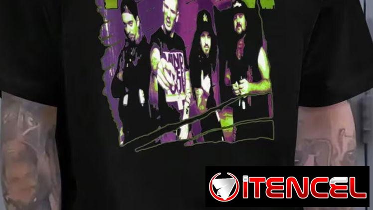 Pullovers negros de rock con diseños de grupos, logos y portadas de discos de rock & roll,