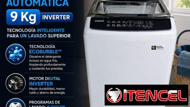 *Lavadora Automática Samsung de 9 kg, sistema de agua fría*  *Inverter*  – Precio: 290 USD 🔥 –