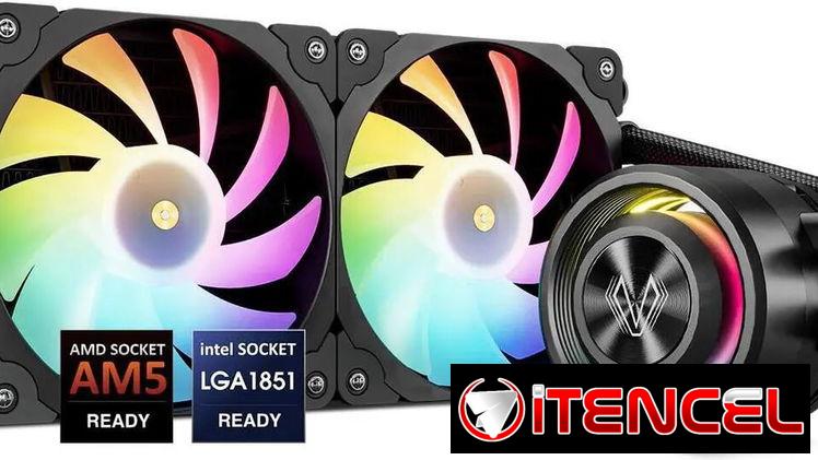 Disipador líquido para CPU Vetroo R240, diseño de cubierta reemplazable, 2 ventiladores ARGB y PWM de 120 mm